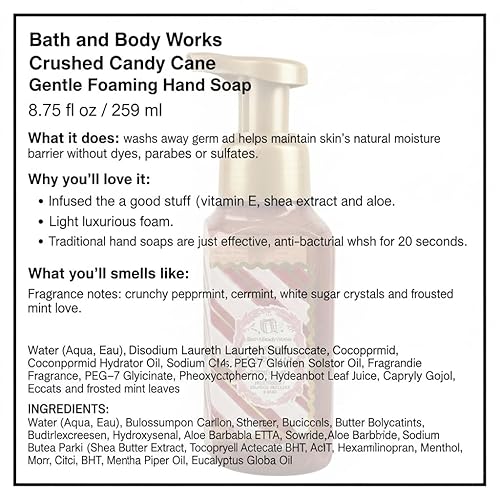 Miniatura 2 de Bath and Body Works - Jabón de manos con espuma suave de bastón de caramelo triturado, paquete de 2 unidades de 8.75 onzas (bastón de caramelo