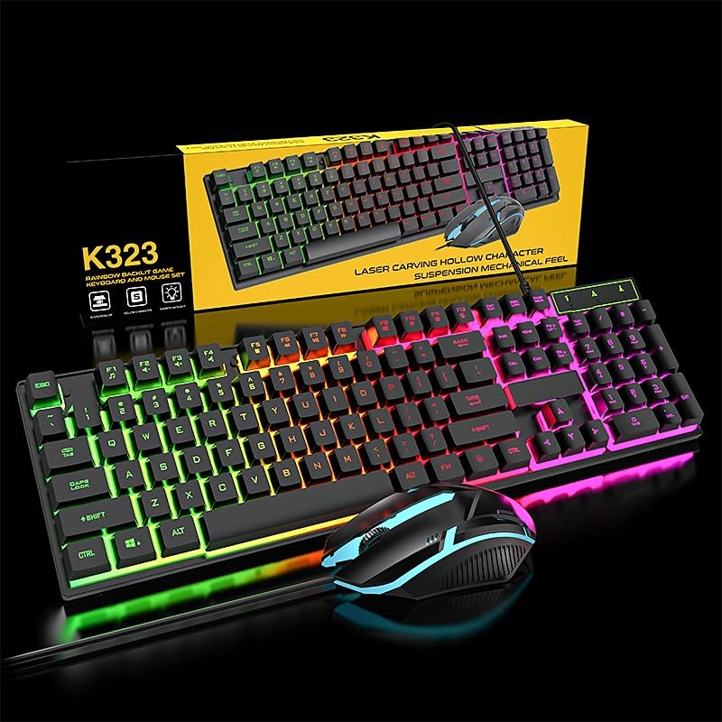 Combo gaming Rainbow con teclado de diseño duradero contra el desgaste 6