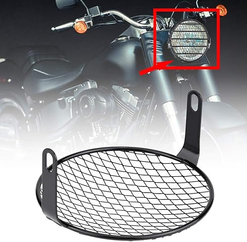 Miniatura 7 de Tbest Cubierta para luz de motocicleta, 6.5 pulgadas, montaje lateral de motocicleta, cubierta redonda para parrilla, cubierta de faro de