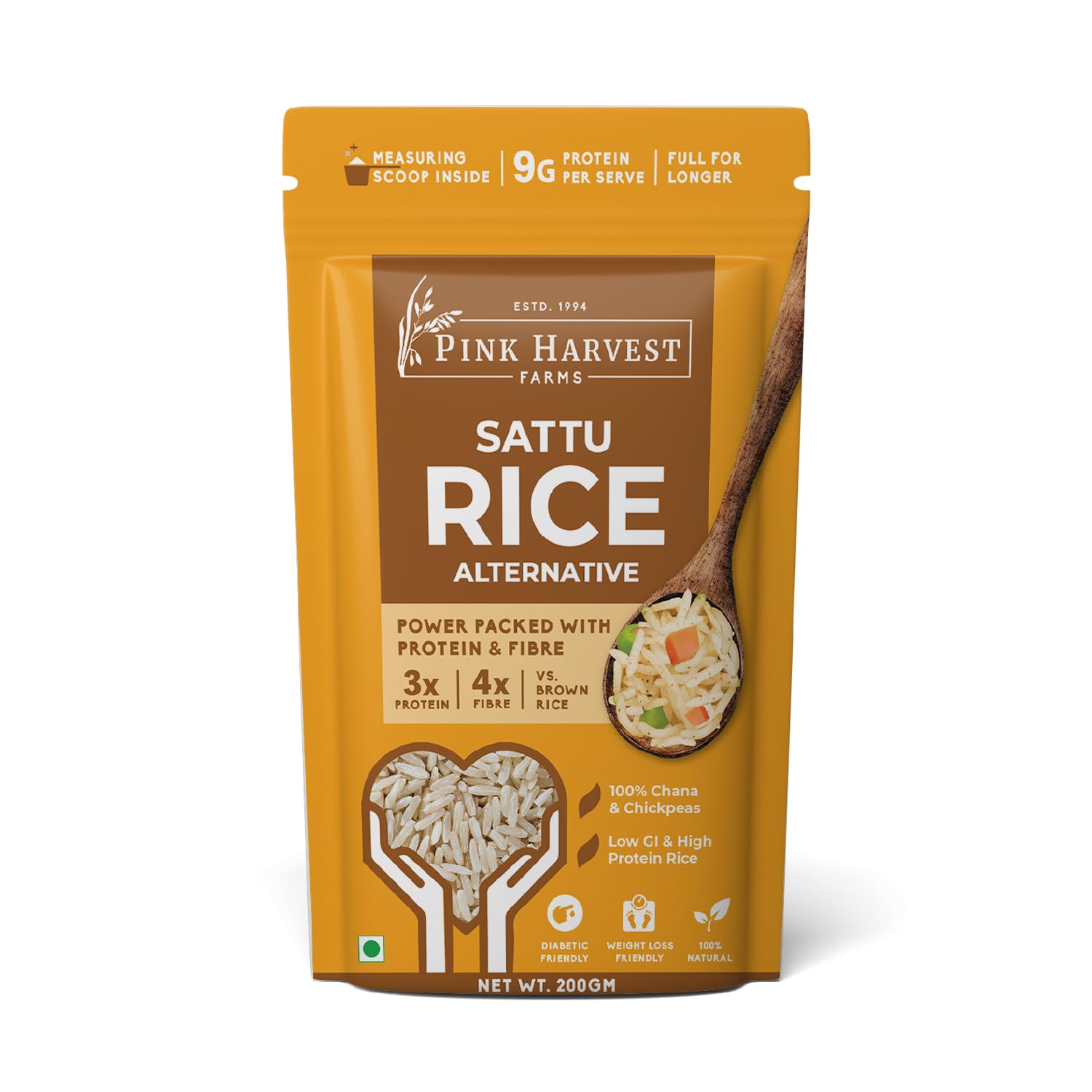 PINK HARVEST FARMS Sattu Rice Alternative | Daibetic Friendly | High Protein | Low GI | Gluten Free | (200 g (Pack of 1))