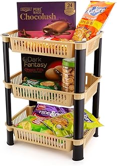 Biltoxi Multipurpose Plastic Storage Rack for Kitchen, Onion Potato Sabji, Countertop Kitchen Organizer Cart, Kitchen Trolley Rack, Fruit Corner Storage Stand Basket (3 Layer, Banana Yellow)