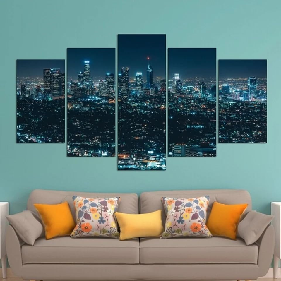 Tableau Los Angeles 5 parties decoration murale salon grand format 200x100