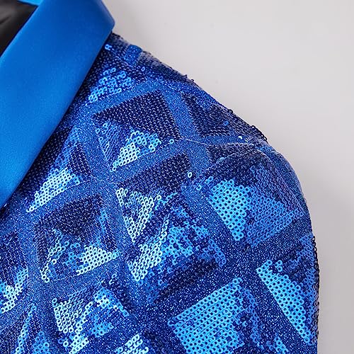 Men Sequin Shiny Stereoscopic Pattern Prom Suit Jacket One Button and Blazers Tuxedo for Wedding Banquet4