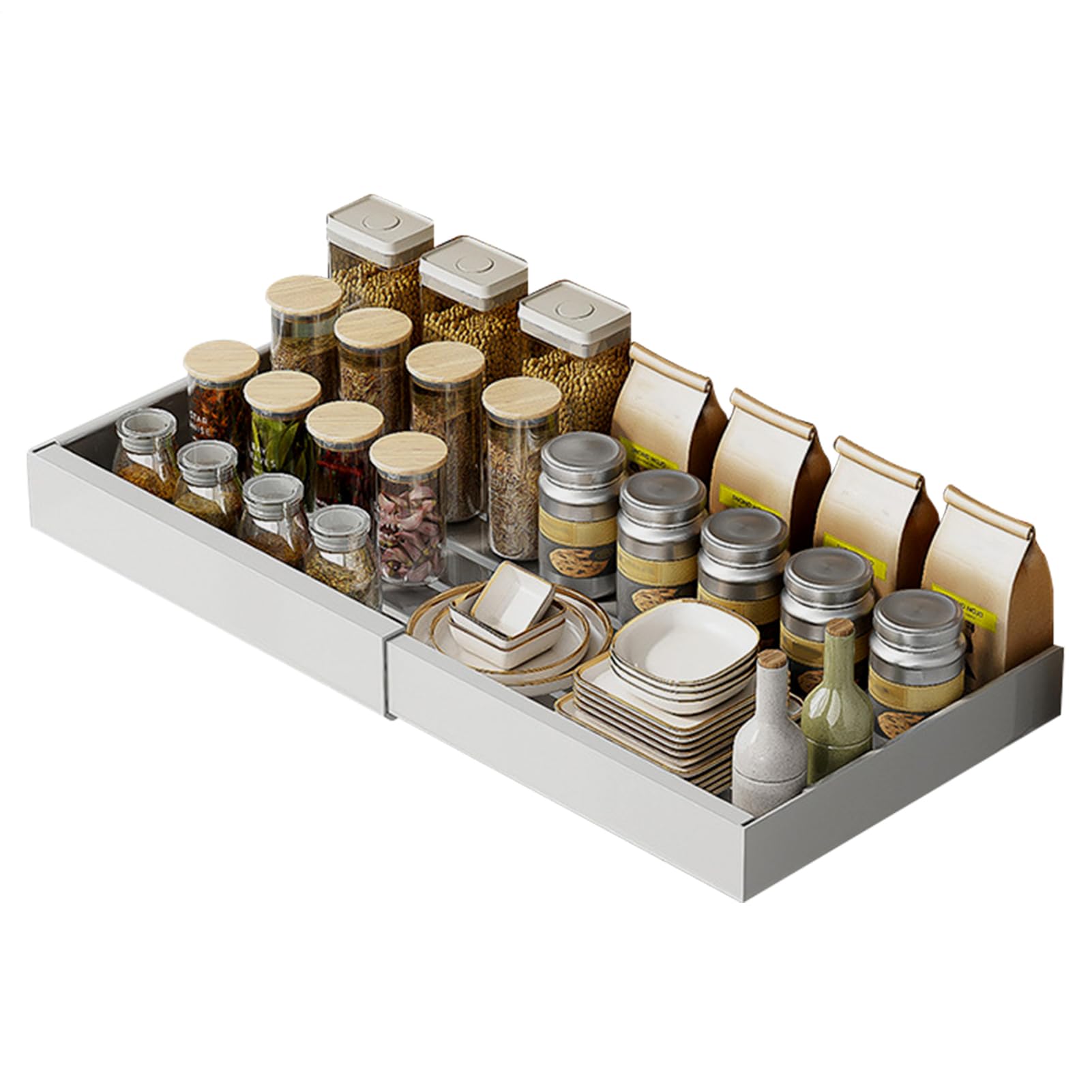 Organizer e Contenitori Sottolavello Cestello Portaoggetti Estraibile Senza | Organizer Estraibile per Sottolavello Nessun foro necessario, per bagno, dispensa, armadio e credenza