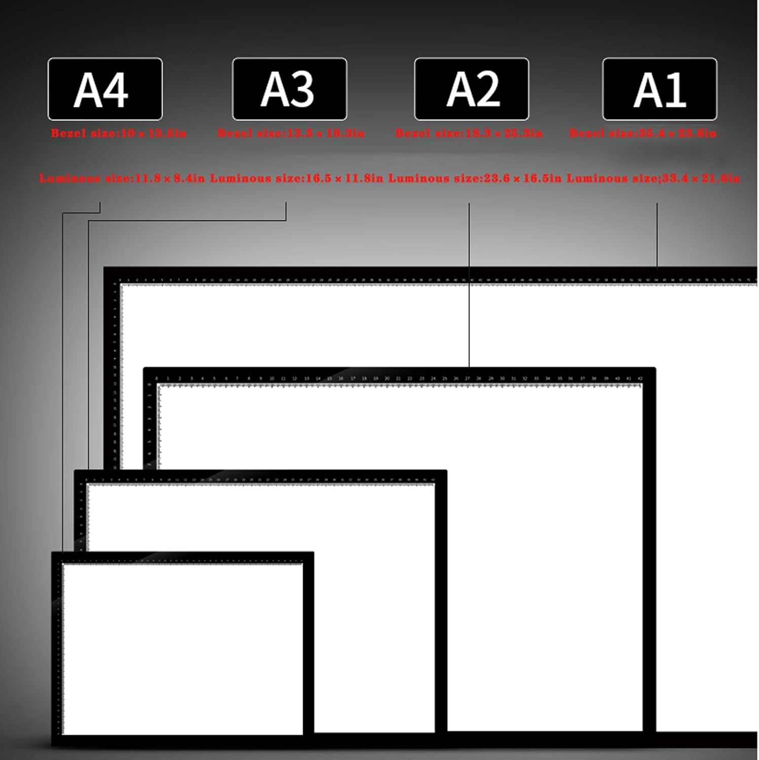 A3 Light Board Portable Tracing Light LED Light Box,with Accurate Scale,for Magnetic Drawing Board Sketch Animation, Designing, Stencilling Viewing Sketching Diamond Painting,A3