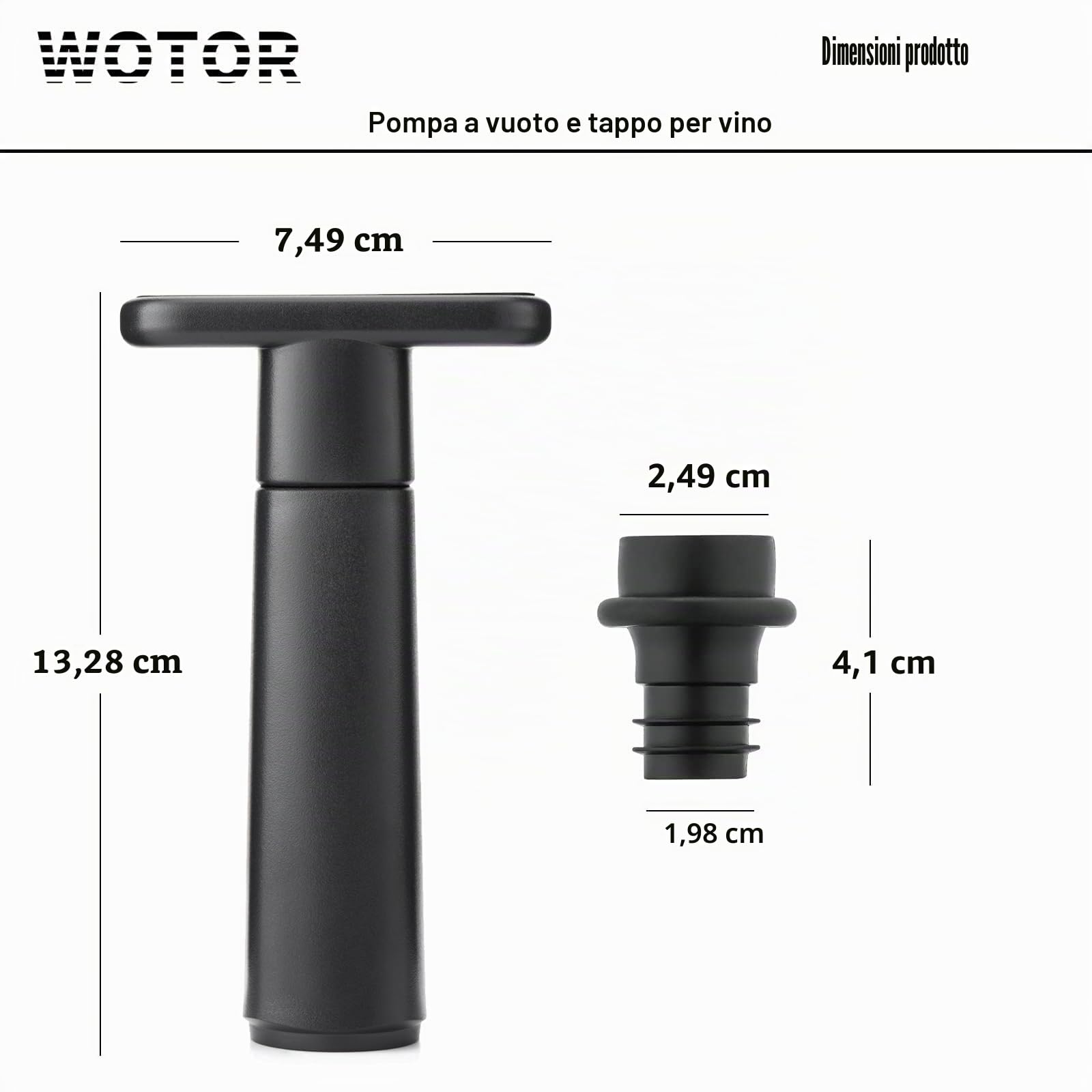 WOTOR Pompa sottovuoto per vino, con 20 tappi, tappo e conservante, riutilizzabile, mantiene fresco, accessorio ideale come regalo (manico piatto)