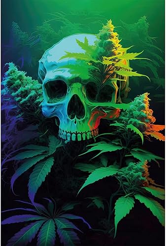 Calavera hoja de marihuana DIY 5D Diamond Painting cannabis Weed Kit de arte de taladro completo con diamantes de imitación bordado imágenes arte