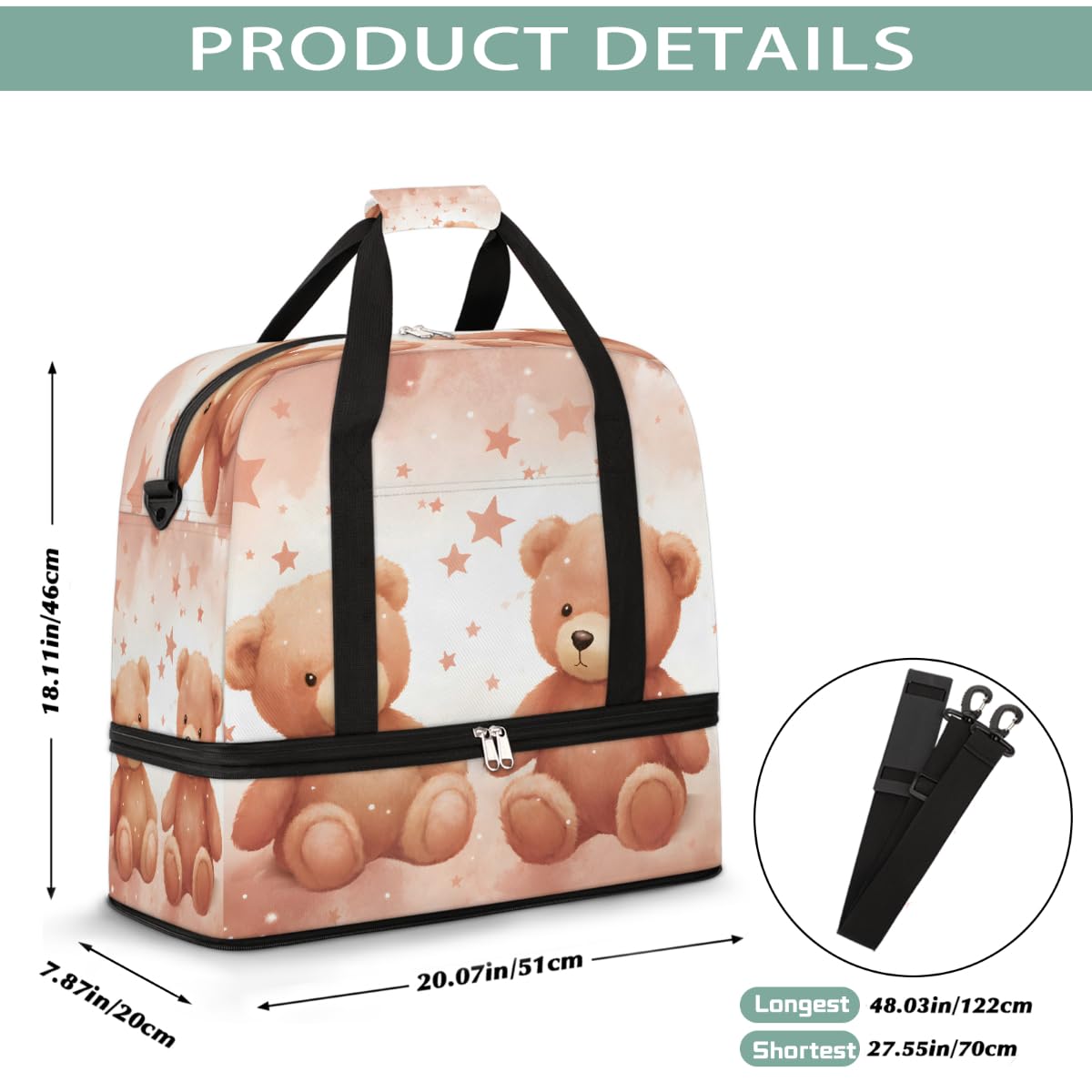 Borsone da viaggio pieghevole da viaggio con scomparto per scarpe, borsa da viaggio con scomparto per scarpe, borsa da weekend di grande capacità, borsa da viaggio per sport, viaggi notturni