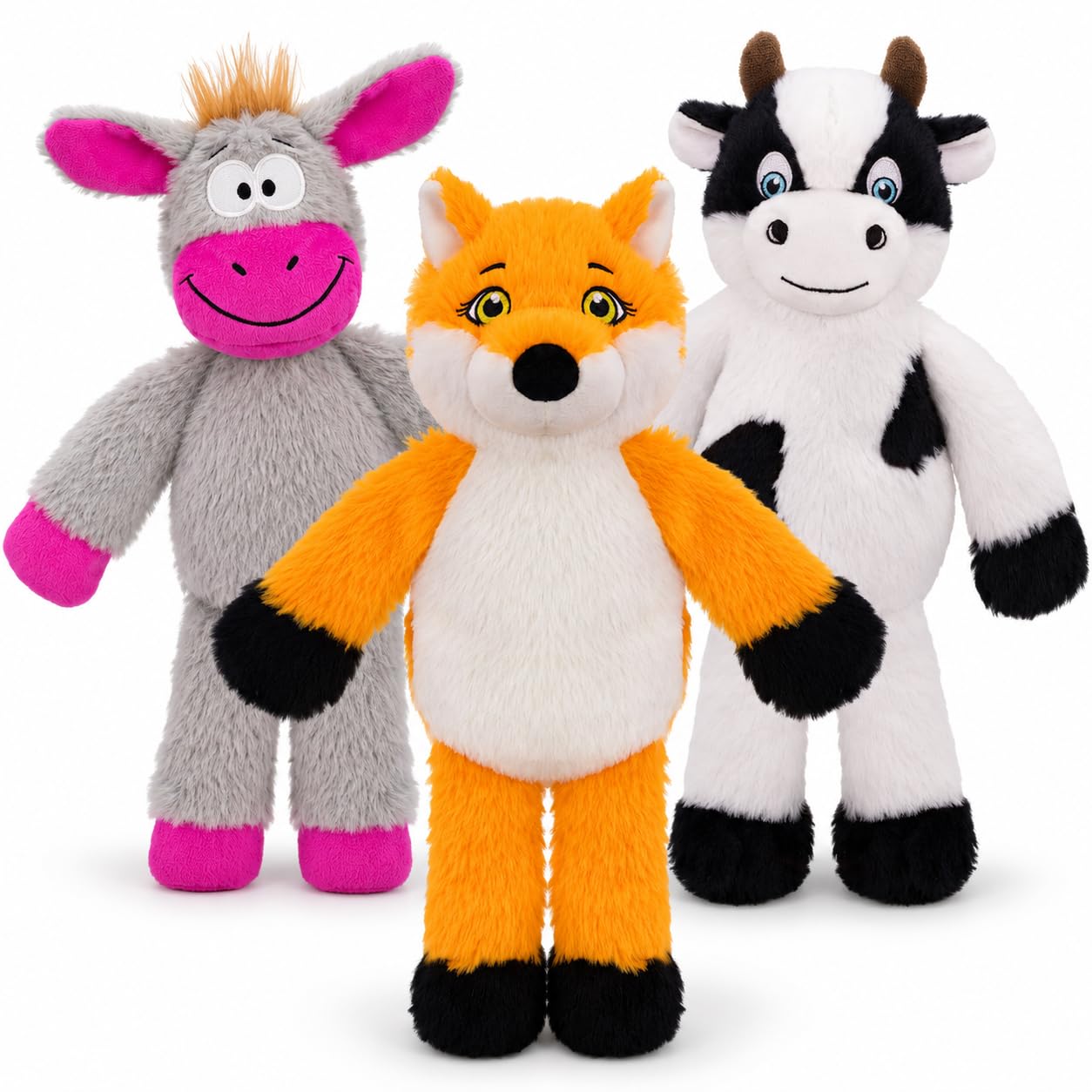 Quietschspielzeug für Hunde, ohne Füllung, mit Knistern und Quietschern, niedliches Tier-Plüsch, um sie beim Tauziehen zu beschäftigen, geeignet für drinnen und draußen, 3 Stück