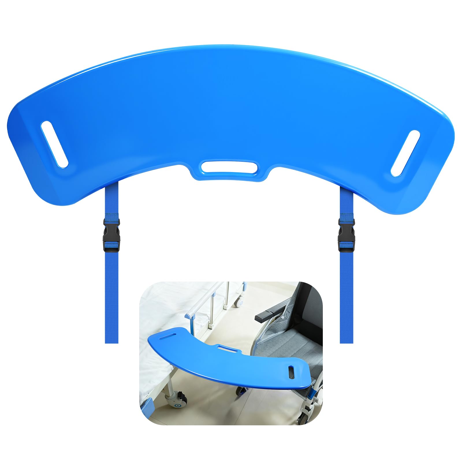 Tabla de transferencia con 2 hebillas de cuerda y asa, soporta hasta 150 kg | Patineta antideslizante para trasladar al paciente de silla de ruedas a cama, inodoro, coche, etc
