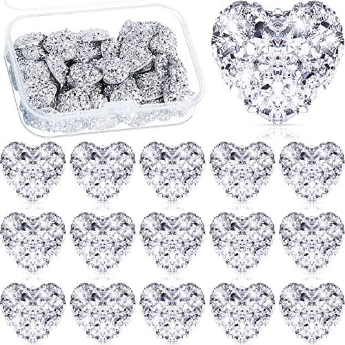 70 Pièces Gemmes Forme de Cœur à Paillettes en Argent Embellissements de Coeur à Dos Plat pour Artisanat Strass Diamant en Résine Embellissement de Gemmes...