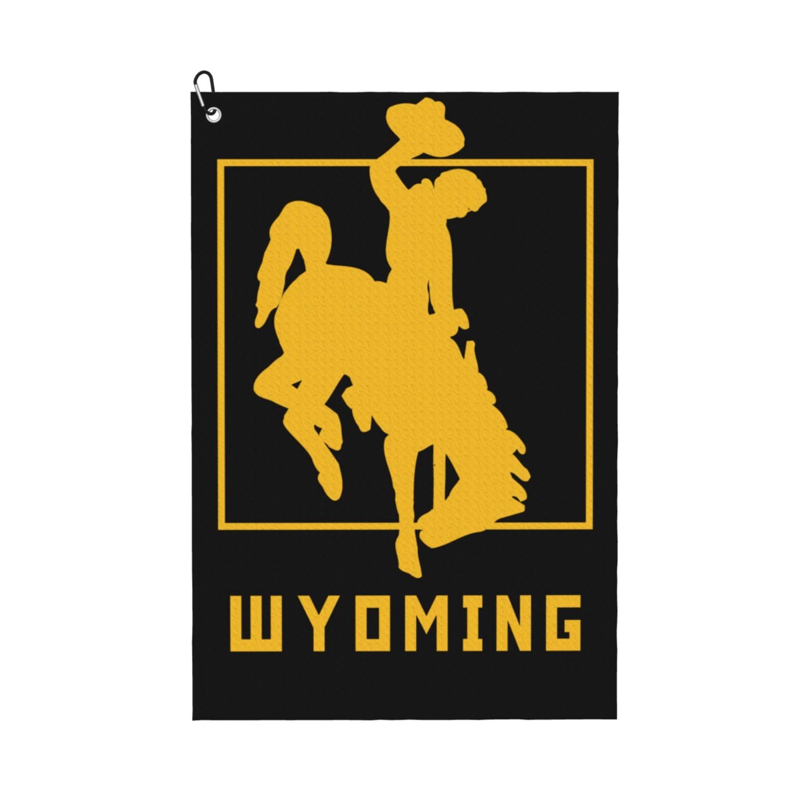 peiyeety Wyoming Flag Microfiber Golf Towel with Carabiner Clip, 16x24 Inch Absorbent Waffle Weave Towel for Golf Bags