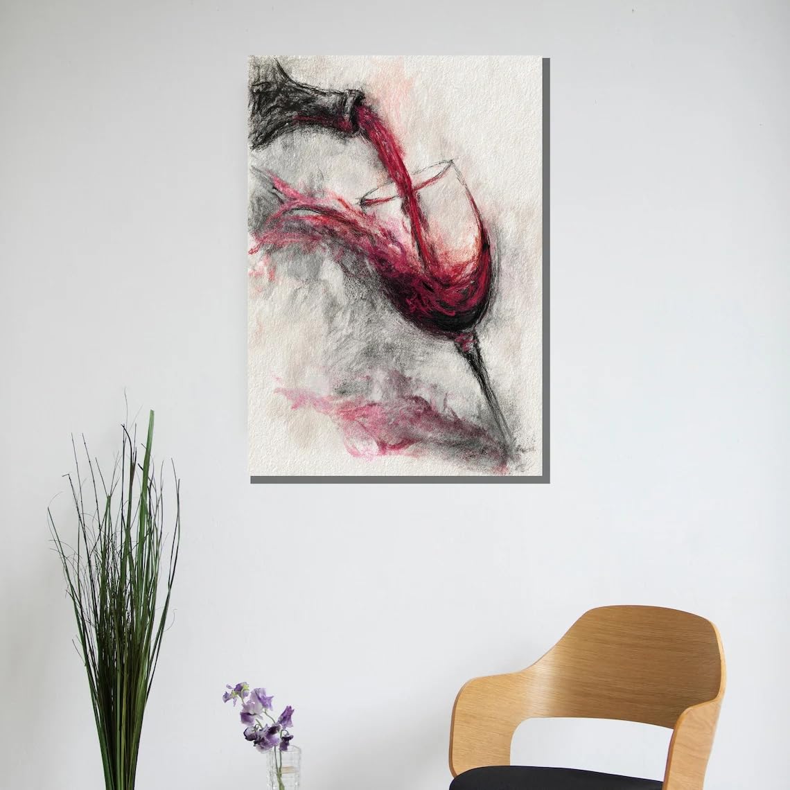 XBTYKPB Abstract Wine Pour Canvas Painting, Minimalist Boho Bar Decor Canvas Wall Art, Ready to Hang Canvas, Posters and Prints(80x110cm/Frameless)