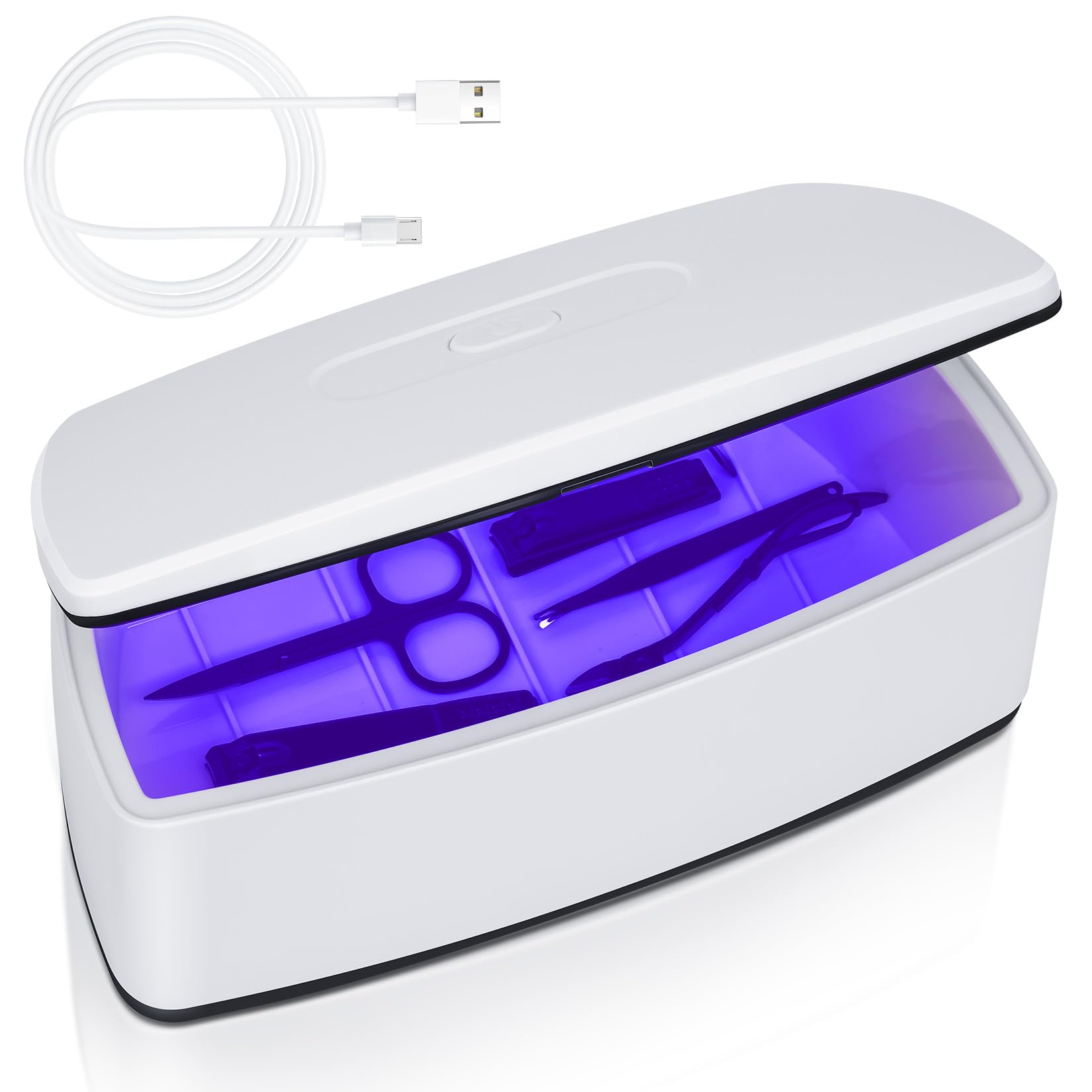 Photo 1 of Nail Tools Cleaner, Double Tube Blue Light Cleaning Function, USB Plug-In, 1l Large Capacity For Nail And Beauty Salon Tools, Jewellery, Glasses, Mobile Phone (White2)