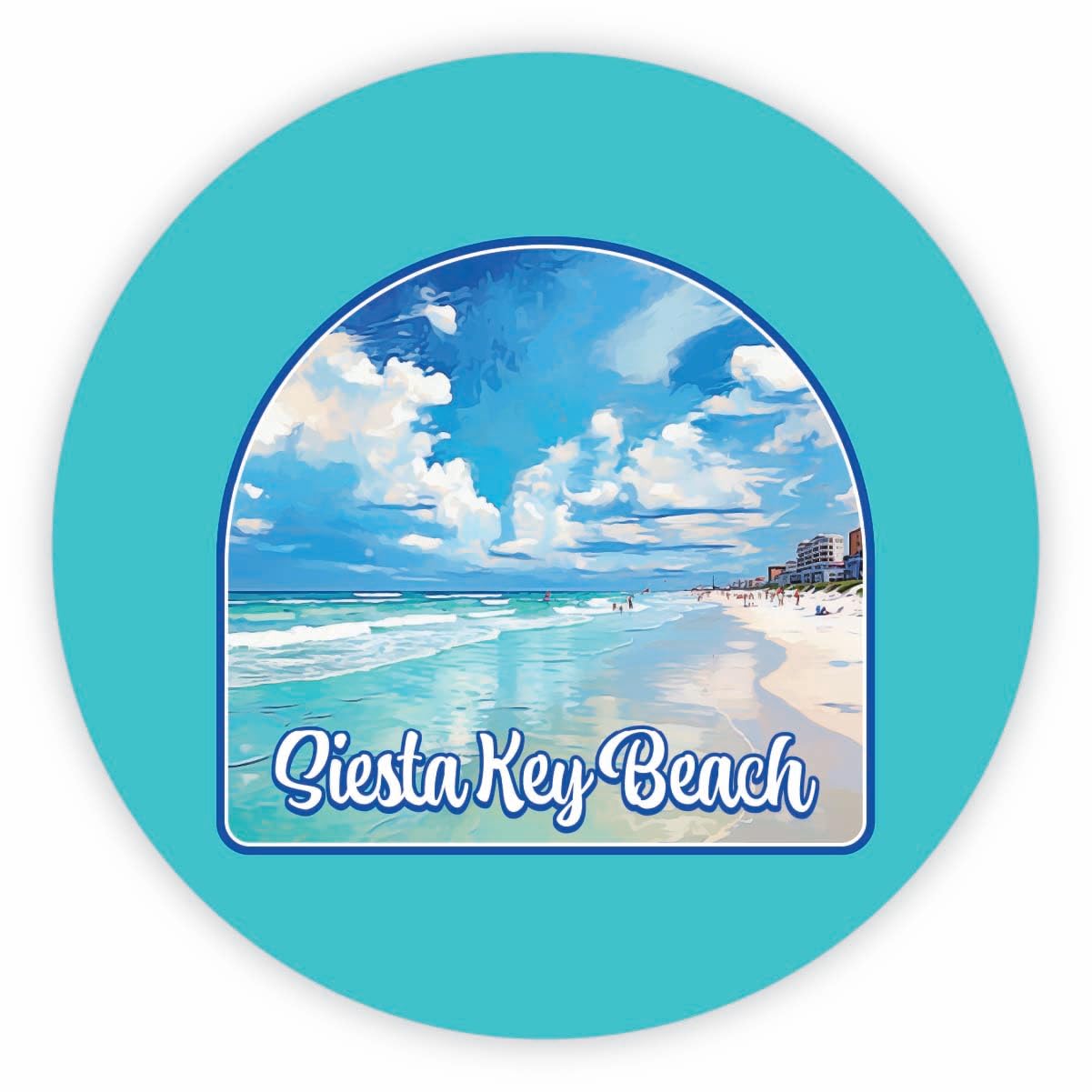 Siesta Key Beach Florida Oceanfront Design Souvenir Round Fridge Magnet 4-Inch