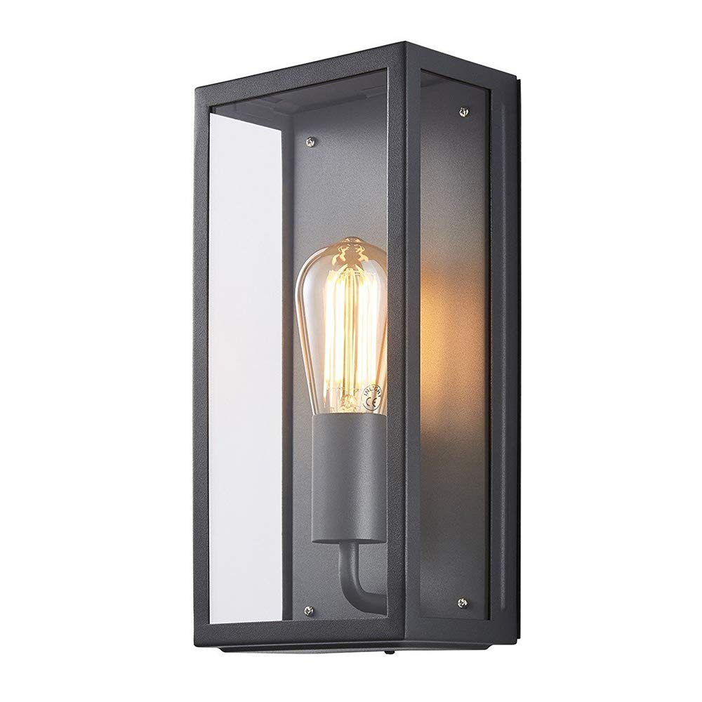 Litecraft Anthracite Mersey Wall Light Outdoor Ip44 Rated Garden Box Lantern