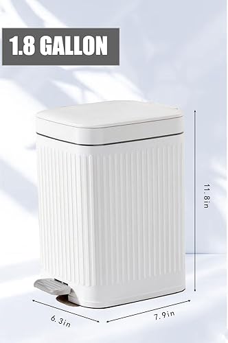 Miniatura 27 de Feisco Cubo de basura pequeño con tapa, cubo de basura pequeño para baño con pedal y tapa tipo prensa, cubo de basura delgado para cocina, baño