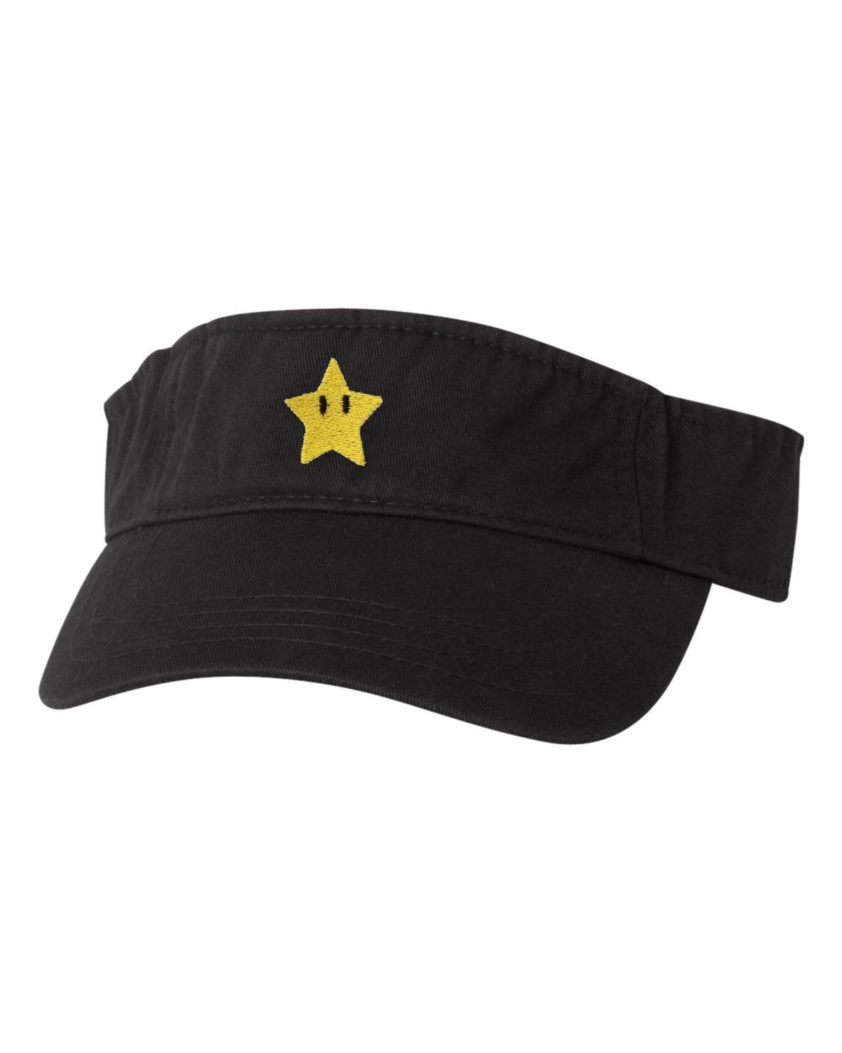 Go All Out Screenprinting Adjustable Black Adult Star Eyes Embroidered Visor Dad Hat