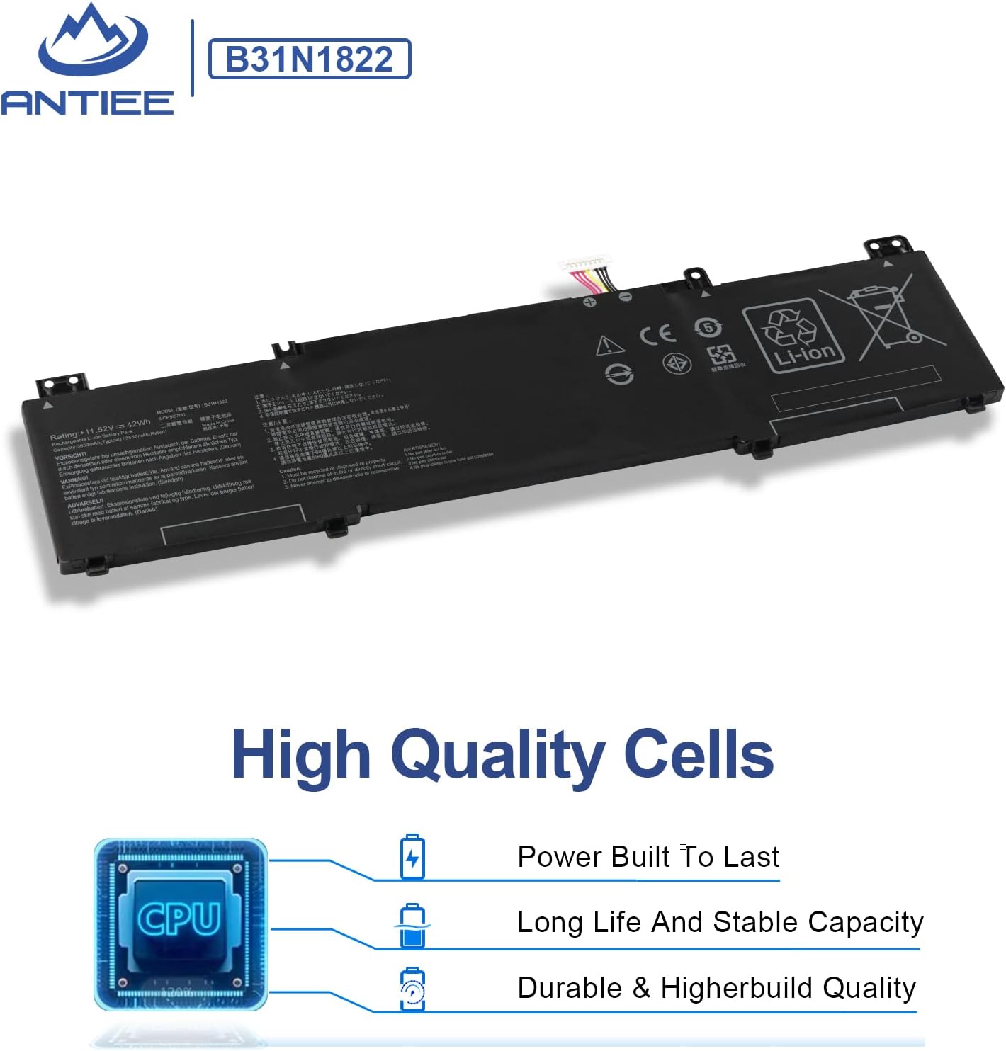 ANTIEE B31N1822 Laptop Battery for Asus ZenBook Flip 14 UM462 UX462D UX462 UX462DA UM462DA UM462D Q406 Q406D Q406DA UM462DA-AI012T UM462DA-AI022T UM462DA-AI023T UM462DA-AI037T UM462DA-AI017T 42Wh