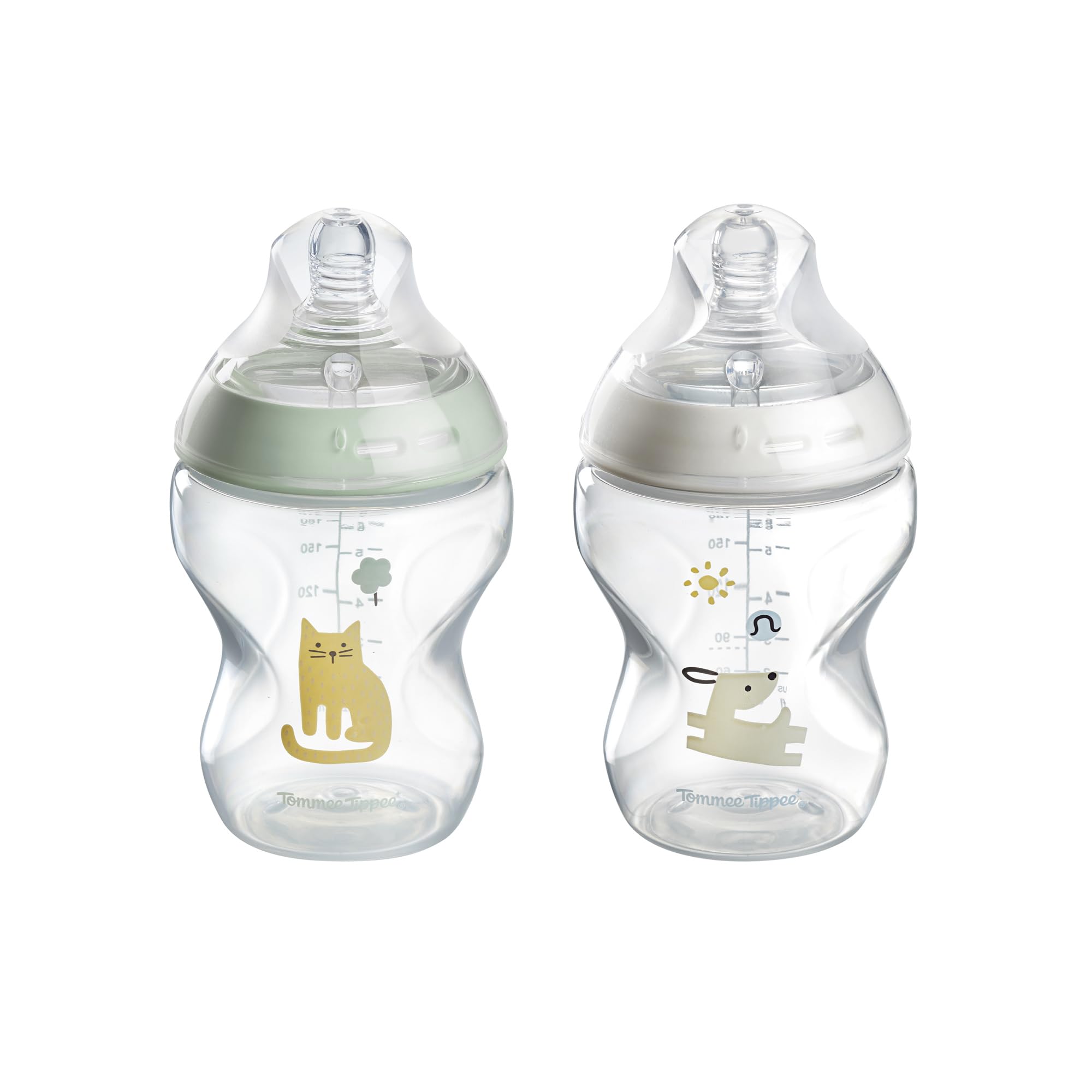 Tommee Tippee Natural Start Baby Bottles for 0m+, Pack of 2, 260ml Baby Bottles