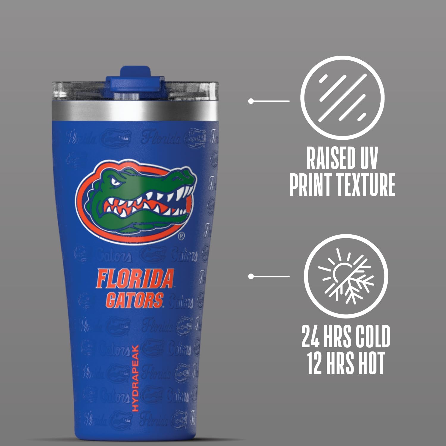 Hydrapeak Officially Licensed Florida Gators Roamer 25 oz Stainless Steel Tumbler, Insulated Tumblers, Water Bottle With Straw - Image 4