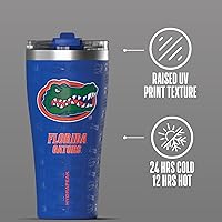 Vista 4 de Hydrapeak Vaso de acero inoxidable con licencia oficial de Florida Gators Roamer de 25 onzas, vasos aislados, botella de agua con popote