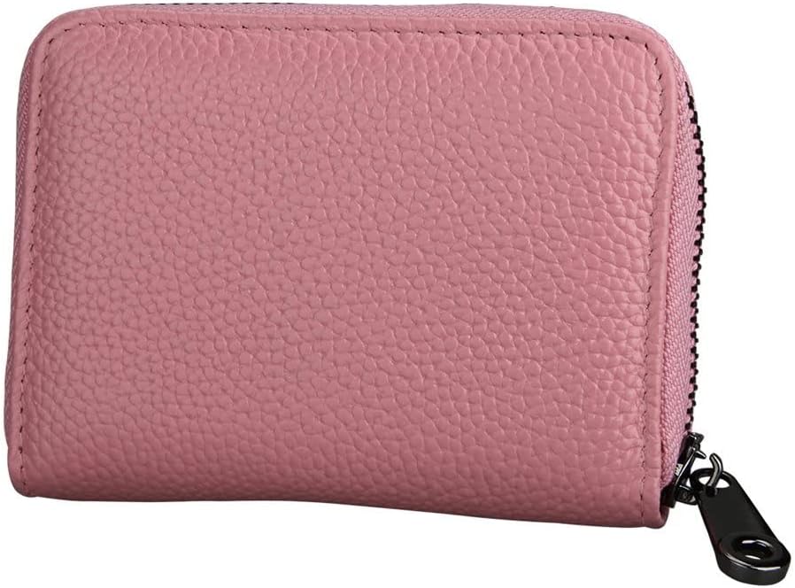 Genuine Leather Card Case Women's Bus Card Holder Men's Card Bag Zipper ID Package，A-As Shown in The Picture