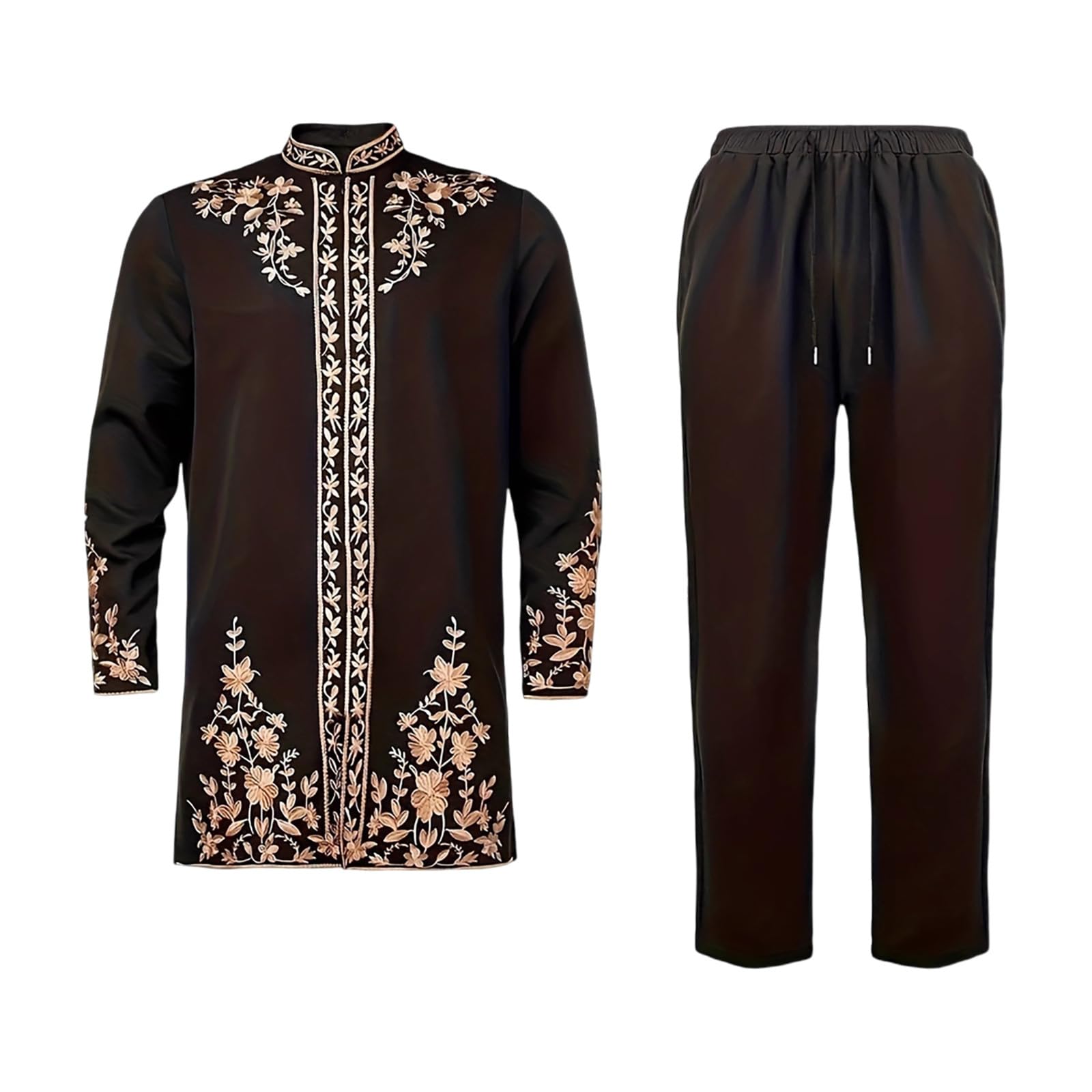 Ropa Africana para Hombre, Camisa y Pantalones Tradicionales de Manga Larga con Bolsillos Trajes Tribales Traje Dashiki Se Adapta a la Ropa Casual Vestido Túnica 2 Piezas Africano Étnico