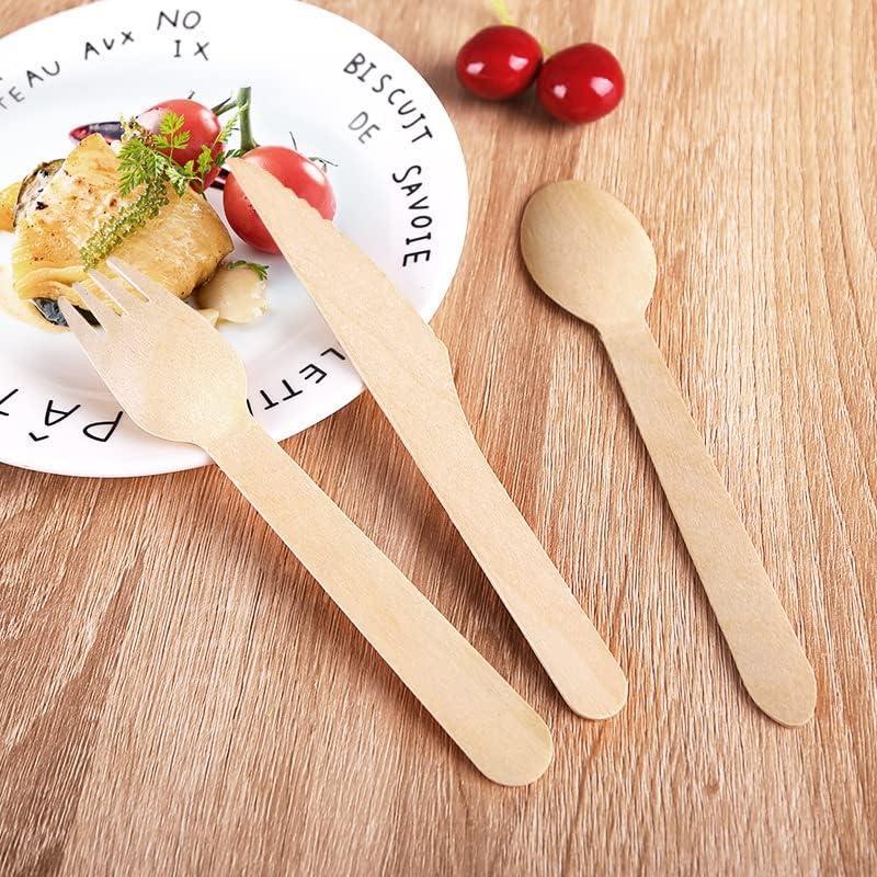 Set Posate Usa e Getta Imbustate - Posate Monouso in Legno 16 CM,Forchetta Colte