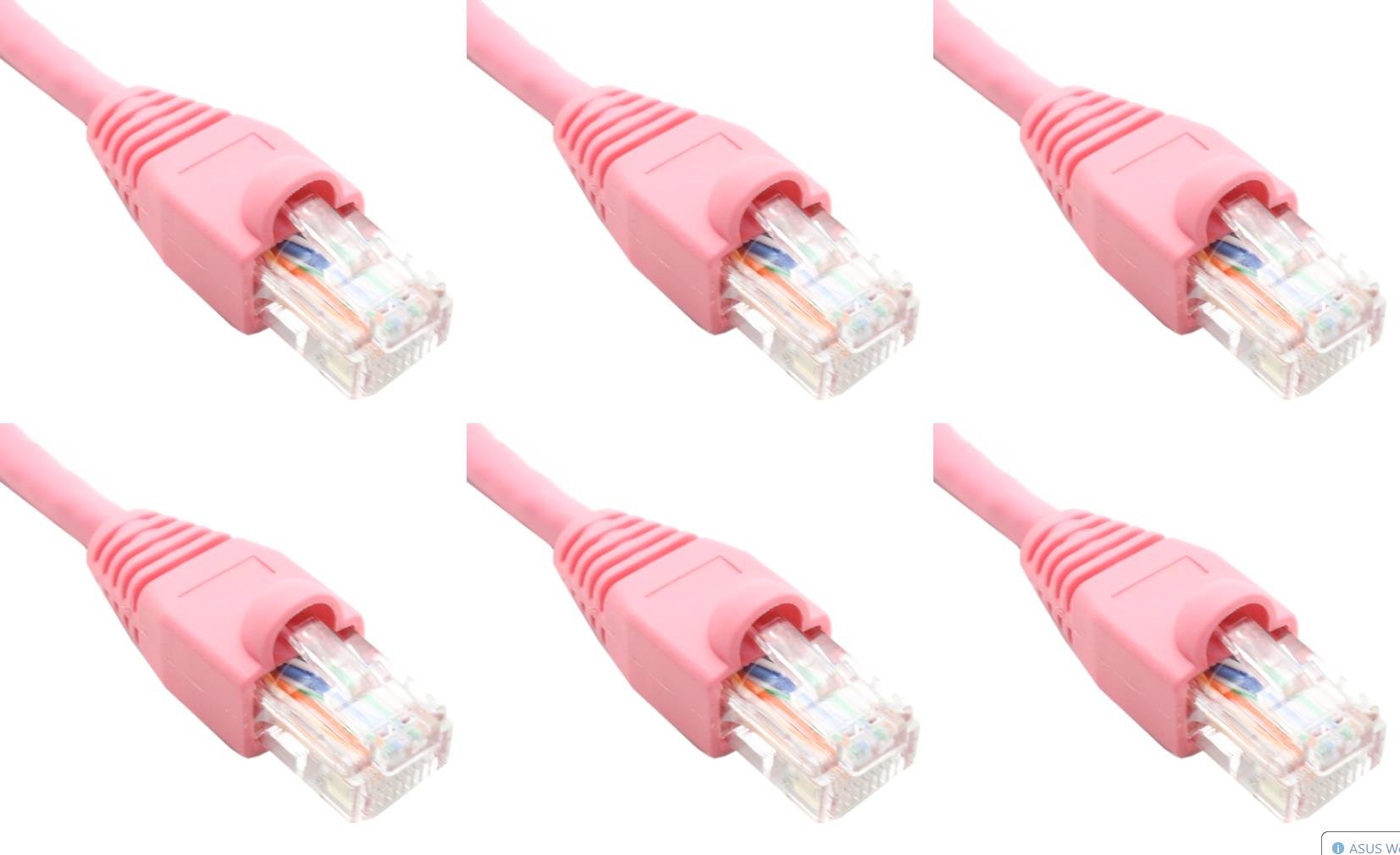 Zestaw 6 - różowy kabel sieciowy Ethernet Cat6 LAN Internet krosowy RJ45 Gigabit