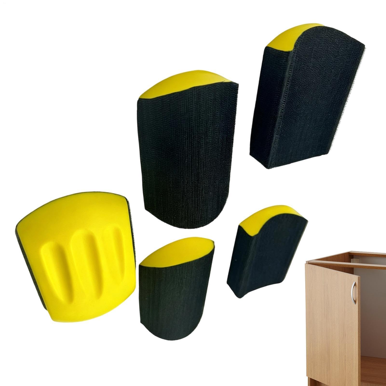 Taco de lijado contorneado 5 Piezas de Agarre de Contorno para Detallado y | bloques lijadores de detalle para muebles oficina manualidades taller estudio hogar industria construcción