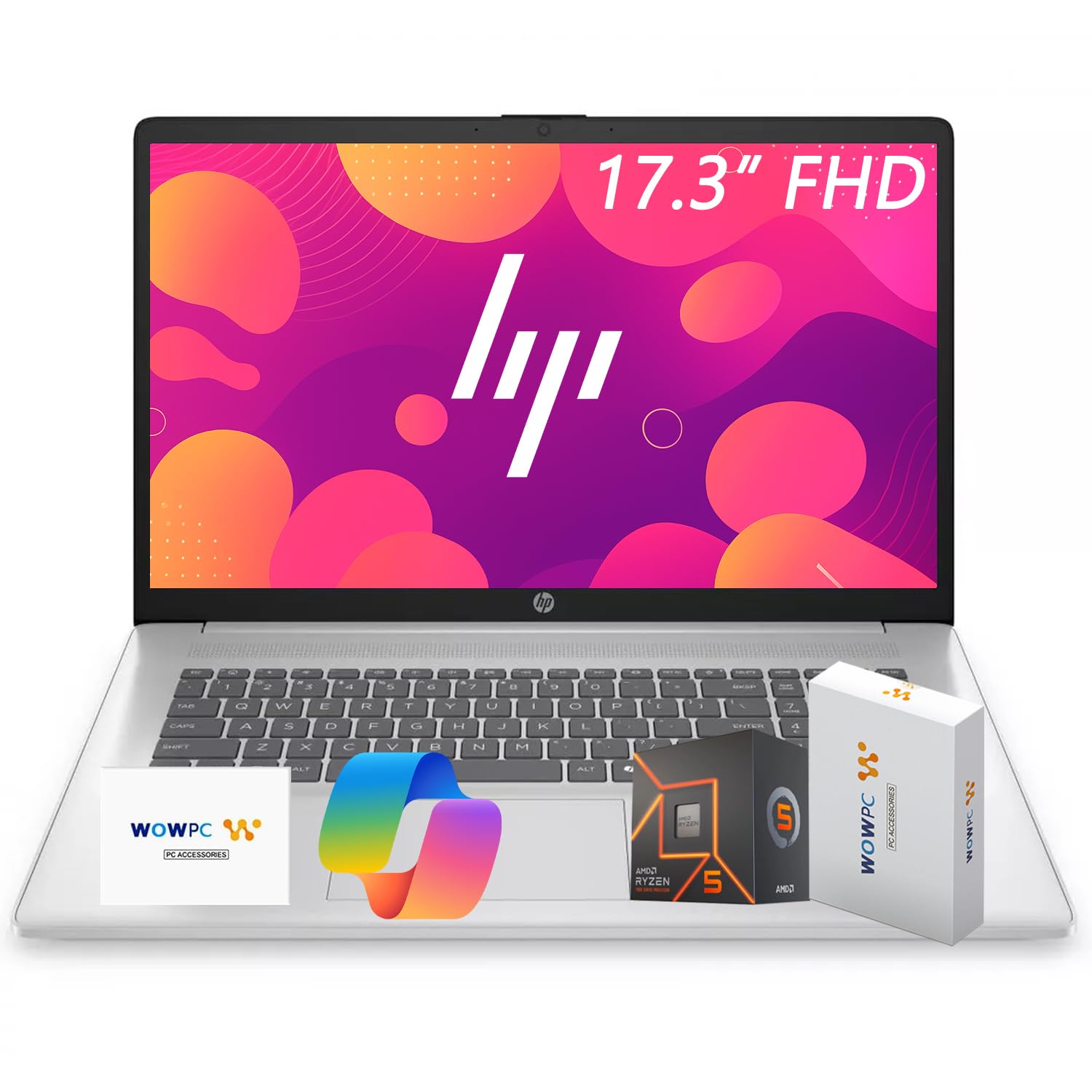 17 New Business Laptop 2025/2026 Edition, 17.3" FHD IPS Display, AMD Ryzen 5 7000 Series CPU (Beats Intel 13th i7-1355U), Copilot Key, 64GB RAM, 2TB SSD, HDMI, Wi-Fi 6, Windows 11, WOWPC USB