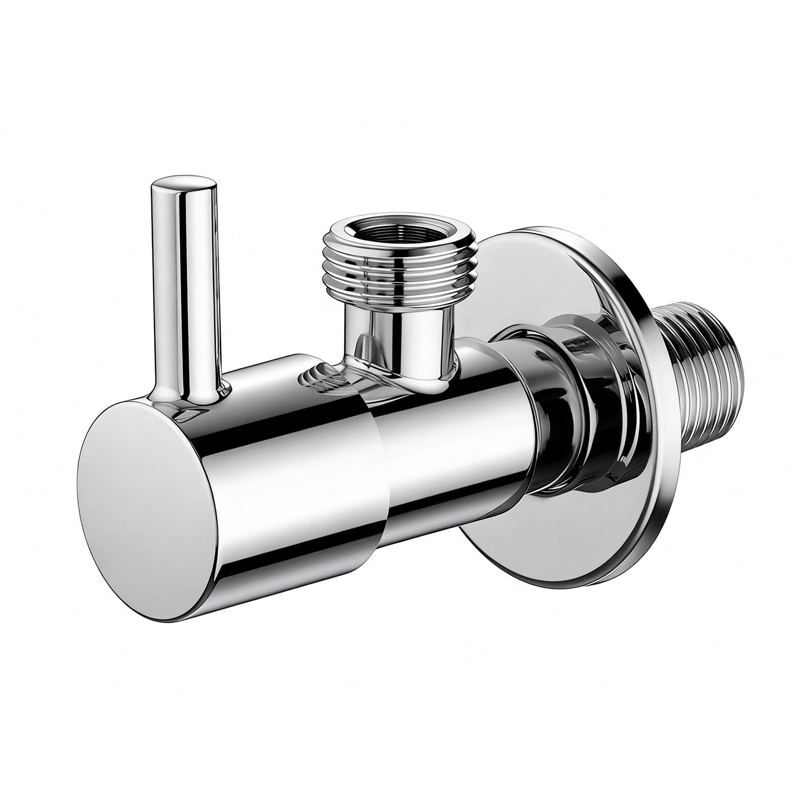 Ibergrif M22025-1/2 Llave de Escuadra 1/2" x 1/2", Válvula de Ángulo G1/2 de Alta Presión hasta 8 Bar (8 Kg), Válvula de Cierre de Agua en Acero Inoxidable Cromado para Lavabo, Fregadero, WC y Baño Global Recycled Standard Global Recycled Standard Global Recycled Standard