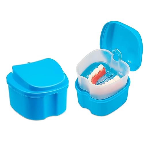 Caja de retención dental con cesta de colador, caja de baño de ortodoncia, soporte para remojo de almacenamiento de protección bucal a prueba de