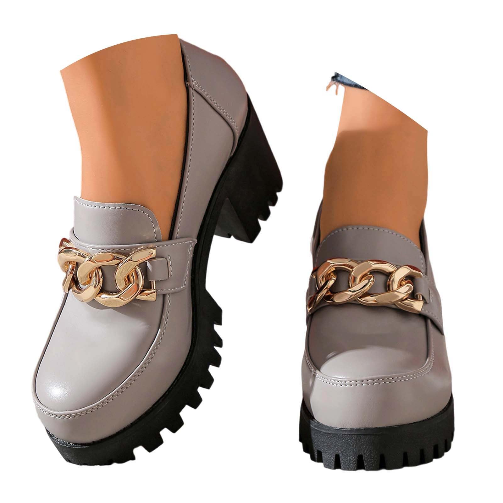 Mocassini da donna con plateau, eleganti, comodi, con suola profilata antiscivolo, in pelle PU, scarpe da trekking da donna, per ufficio, campus, scarpe per il tempo libero