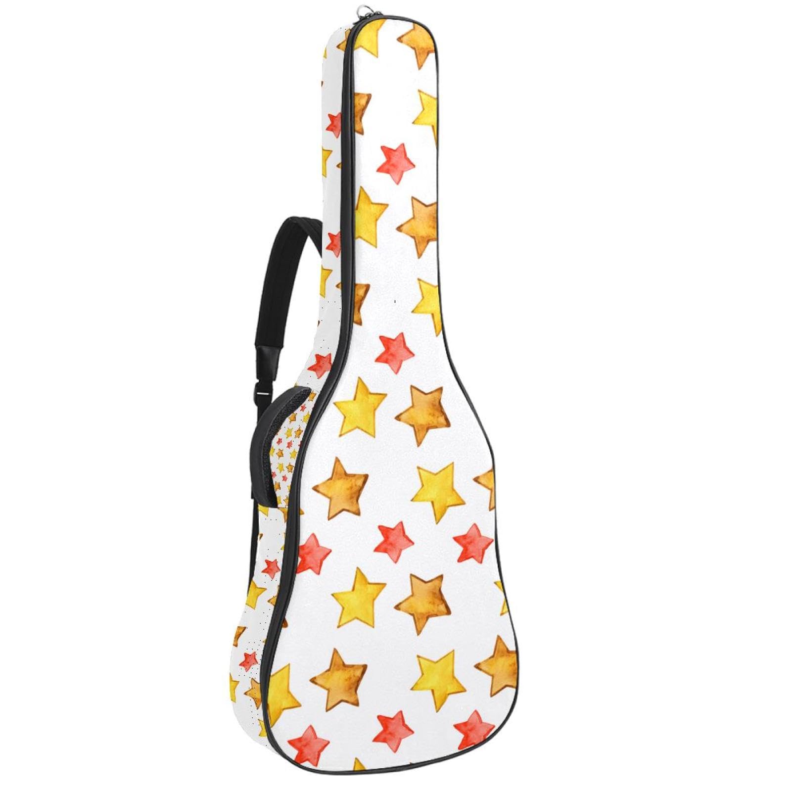 Torba na gitarę akustyczną wodoodporny plecak na gitarę grubo miękki wyściełany żółty gwiazda klasyczna obudowa na gitarę, wielobarwny, 42.9x16.9x4.7 in, Organizer do torby