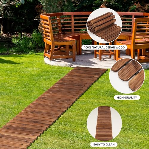 Spurgehom 8' x 17 Roll-Out Cedar Wood Outdoor Walkway w/ Anti-Slip Slats 40 + Free S and H + 50% Off Code 976MQLPF - image 3