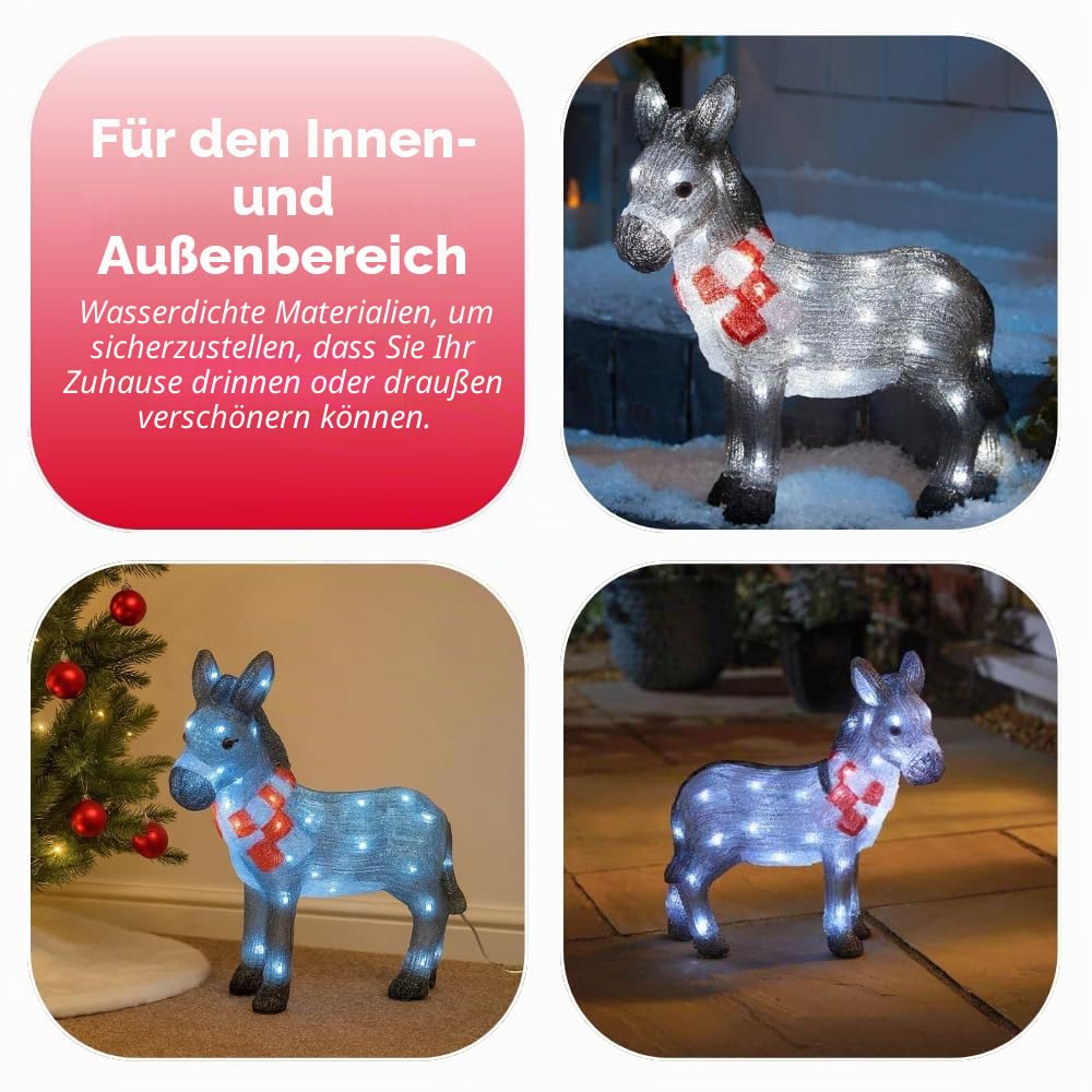 Marco Paul Interiors Weihnachtsdekoration, beleuchtet, Acryl, LED, für den Innen- und Außenbereich, beleuchtet, Gartenornament, festliche Dekoration, Beleuchtung, beleuchtete Figur, Neuheit Statue