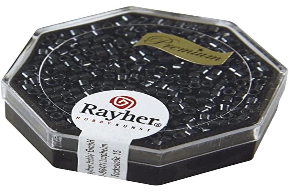 Rayher Delica Rocailles 2.2 mm Diameter Metallic, charcoal