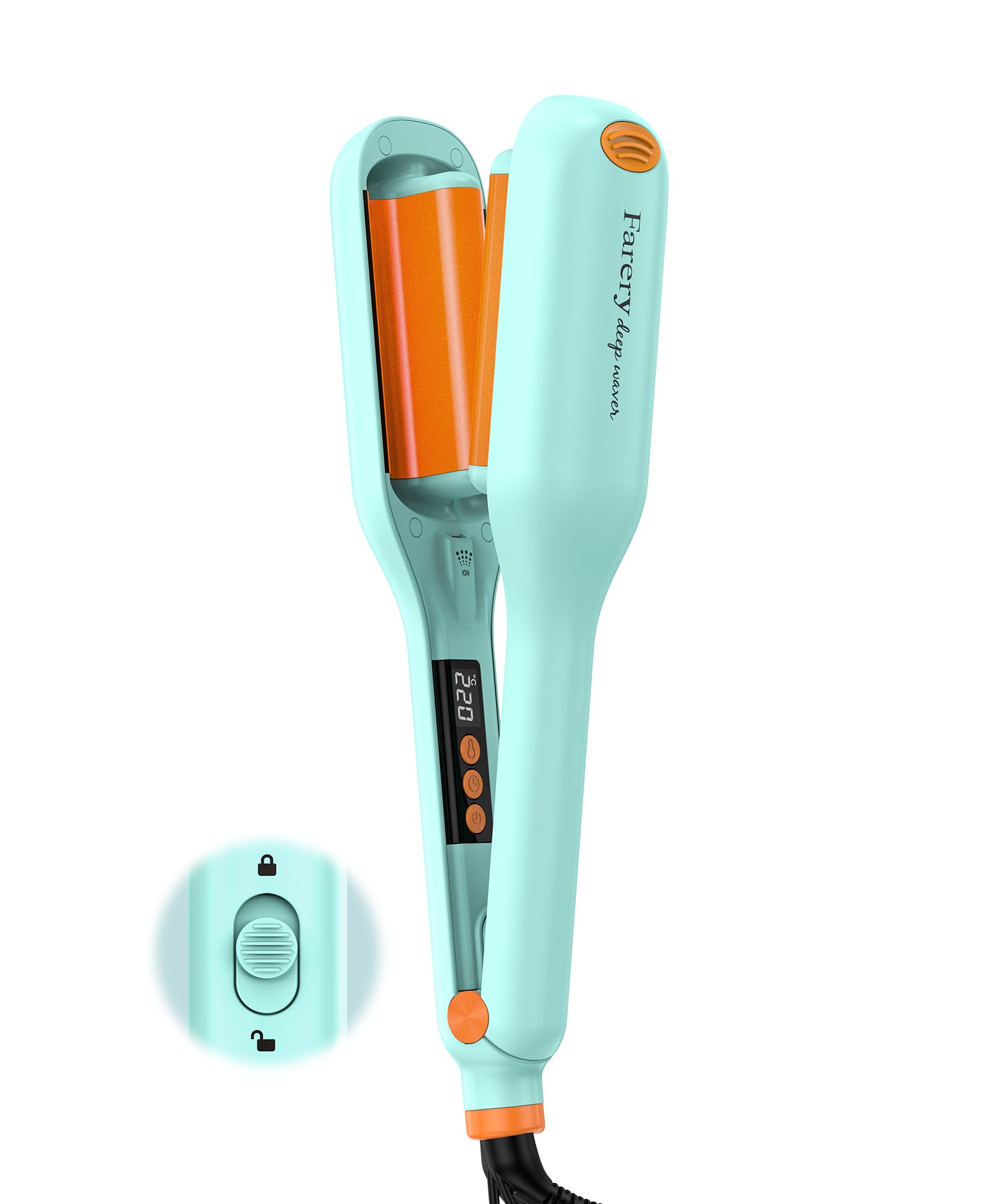 Ondulador de cabello Farery de 25 mm – Rizador de ondas profundas con tecnología iónica, tres tubos con calor uniforme y cable giratorio 360° para crear ondas playeras de forma segura y sencilla.
