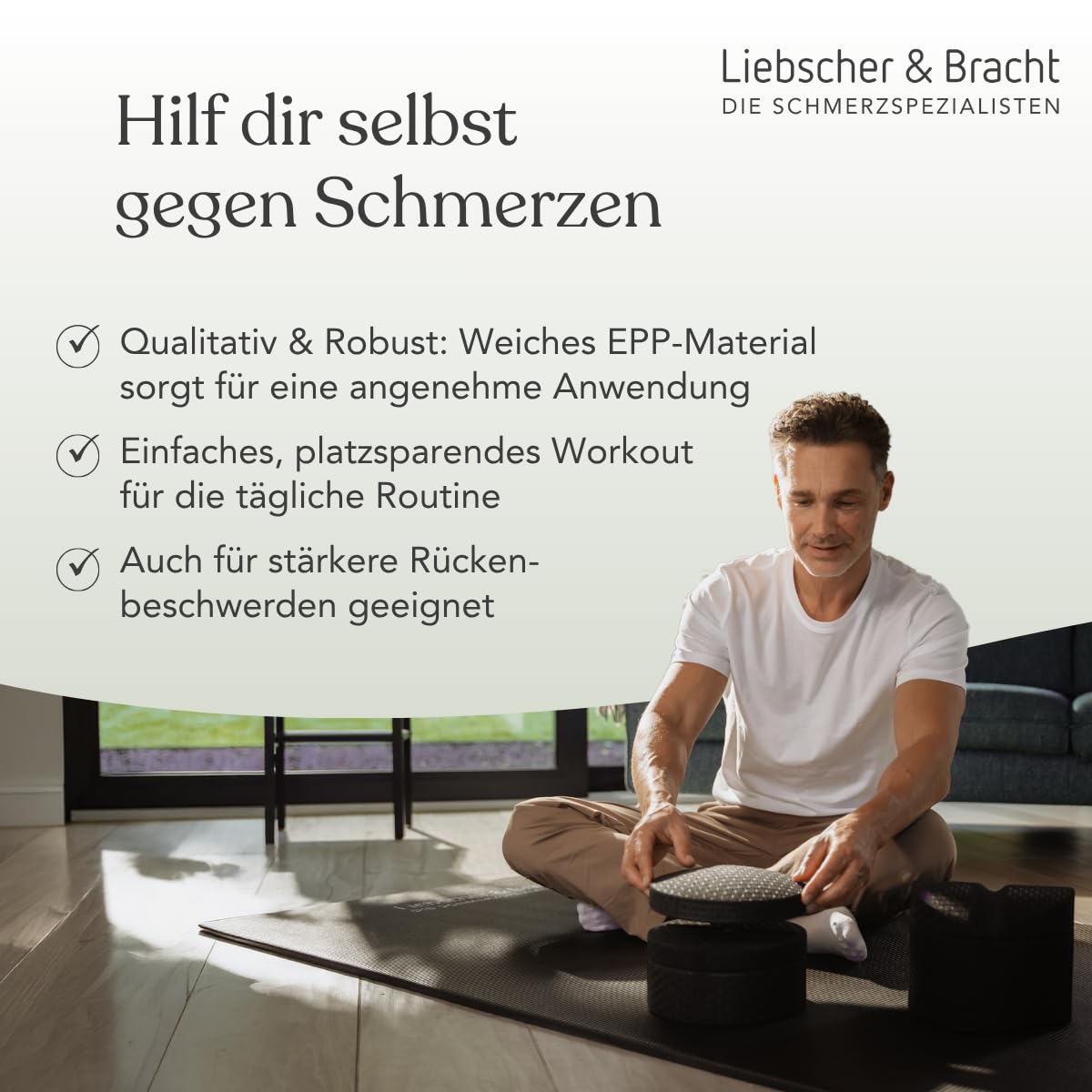 Liebscher & Bracht Original Rückenretter: Rückenstrecker, Brust- & Rückendehner mit Rille für Wirbelsäulen + Höhenregulierung, Rückentrainer Made in Germany, Übungen in der App Schwarz