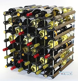 Double Depth 84 Bottle Dark Oak Stained Wood and galvanised Metal Wine Rack Ready Assembled