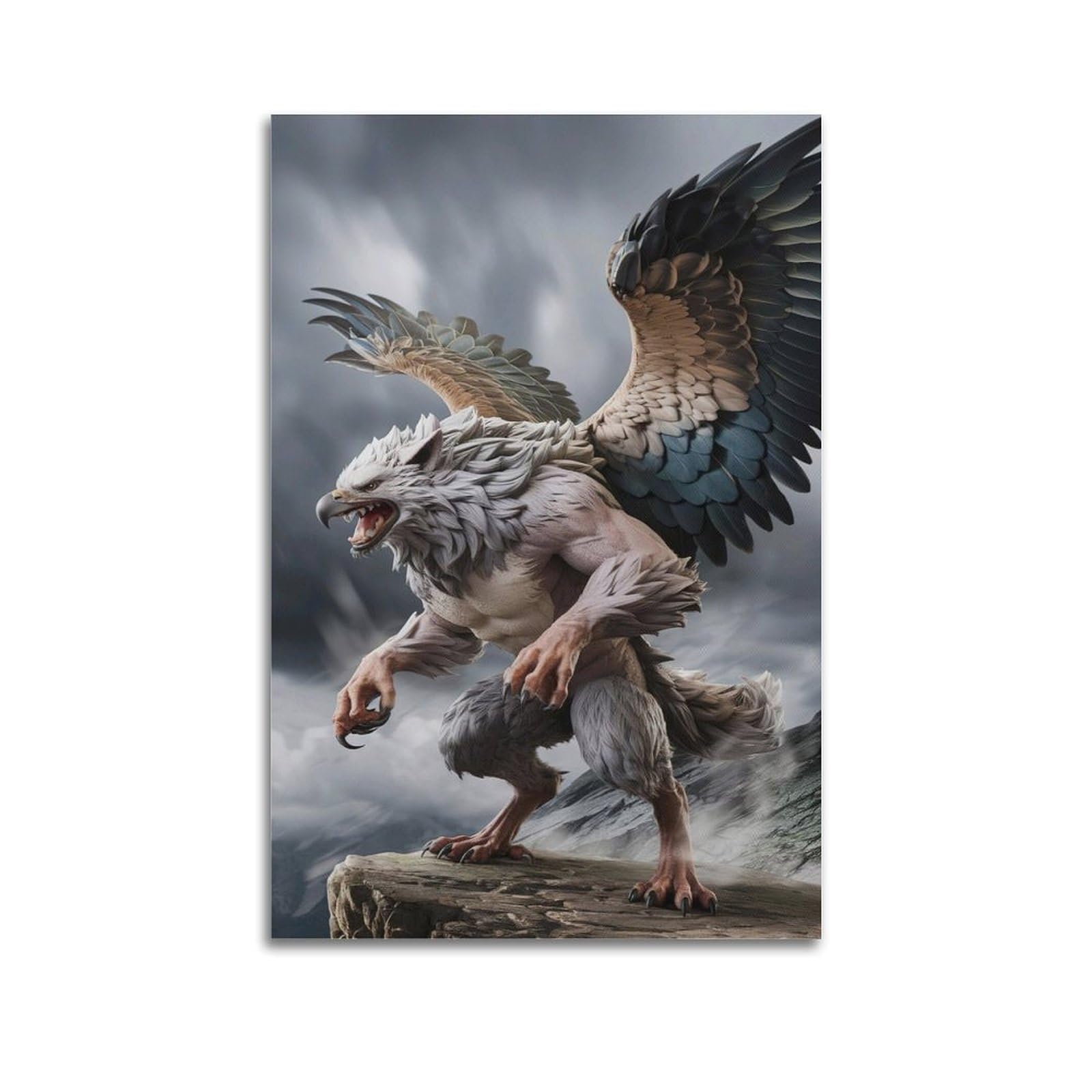 WGJYMX Mythology Gryphon Majestic Portrait Decorative Painting Canvas Wall Posters And Modern Family Bedroom Decor 08x12inch(20x30cm)