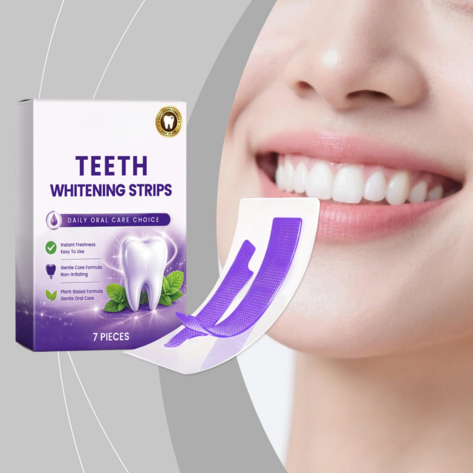 Nastro sbiancante dentale viola, per denti 30 minuti di risultati visibili rapidamente, elimina macchie caffè/tè/vino/sigaretta, ideale prima di un evento, sicuro per lo smalto
