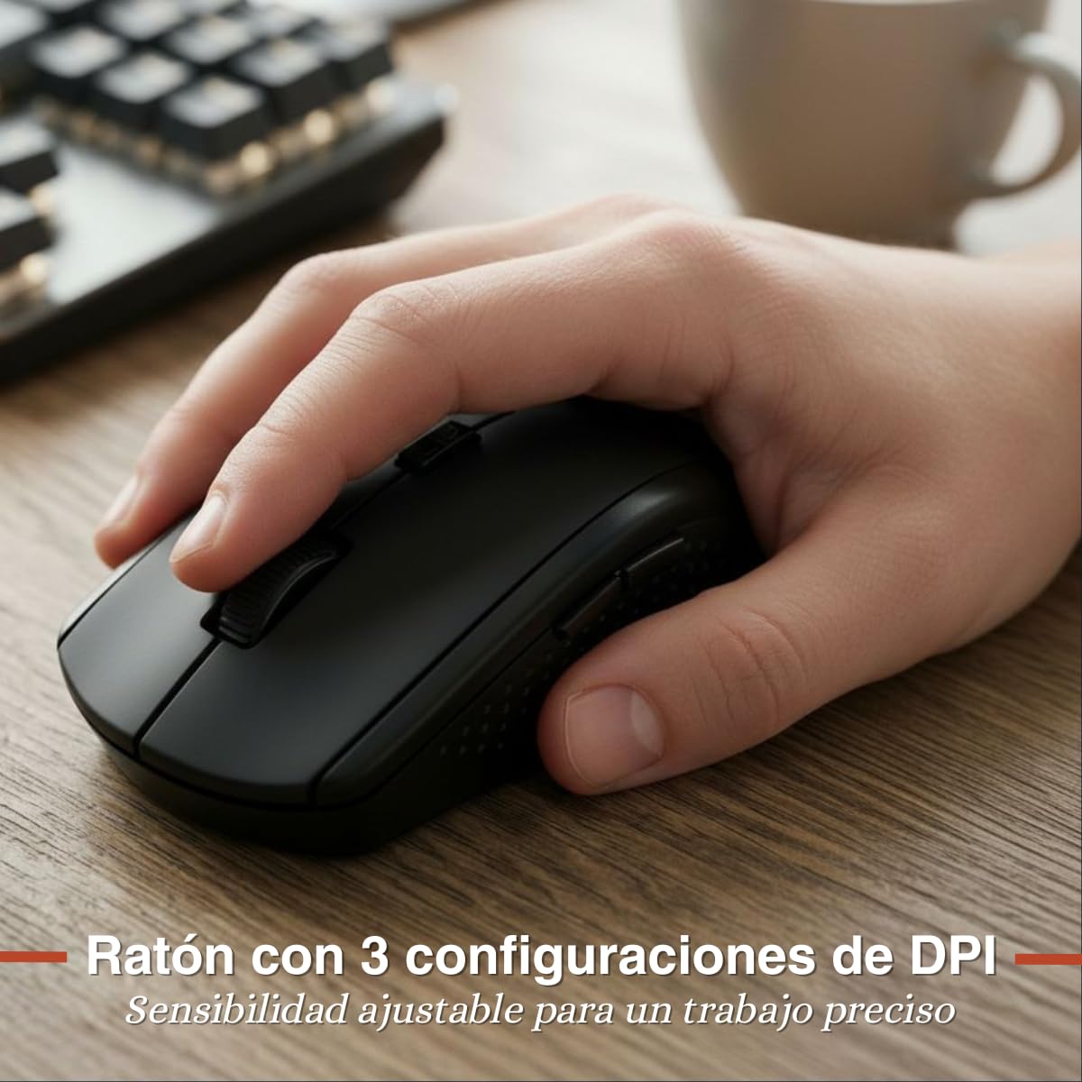 Grundig Teclado y Ratón Inalámbricos - QWERTY con 104 Teclas - Ratón con 3 Niveles dpi - Incl. Receptor USB-A - Negro
