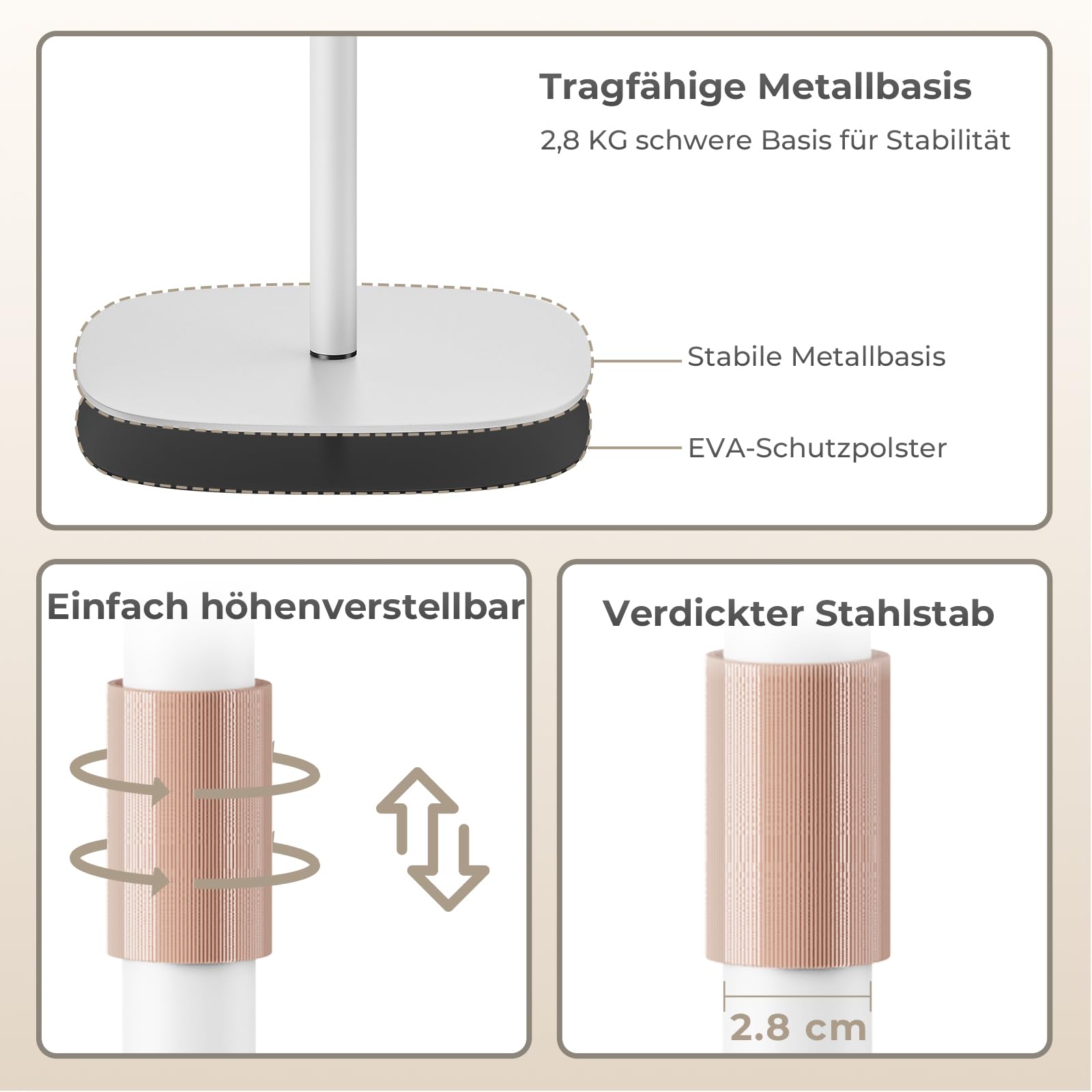 Tragbarer Laptop-Ständer, höhenverstellbarer Beistelltisch für Sofa/Nachtschrank, eleganter Holz-Rednerpult-Ständer, mobiles Podium für Zuhause, Büro und Schule, Weiß
