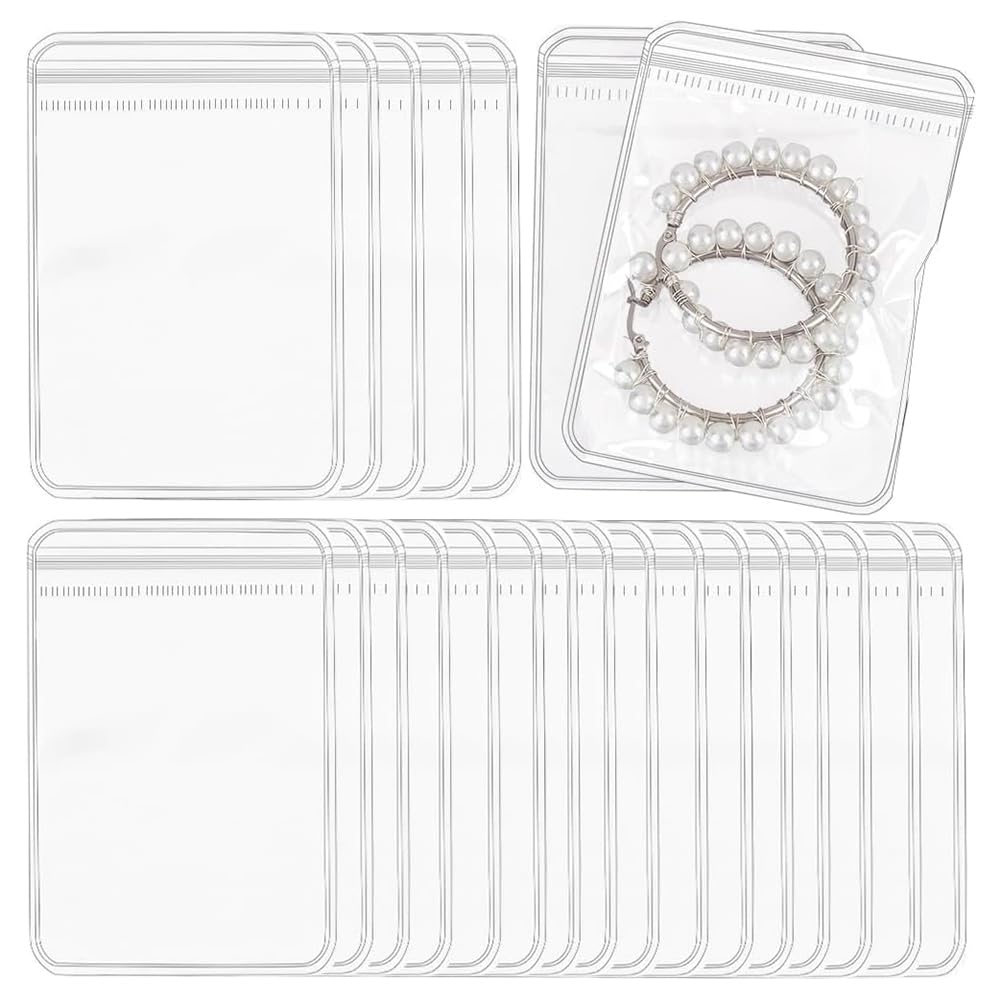 Vjsujehgy 100Pcs 2.8 X 4 Inch PVC Jewelry Bags Clear Plastic Jewelry Bags Self Seal Ziplock Pouch Organizer Anti Tarnish Bag