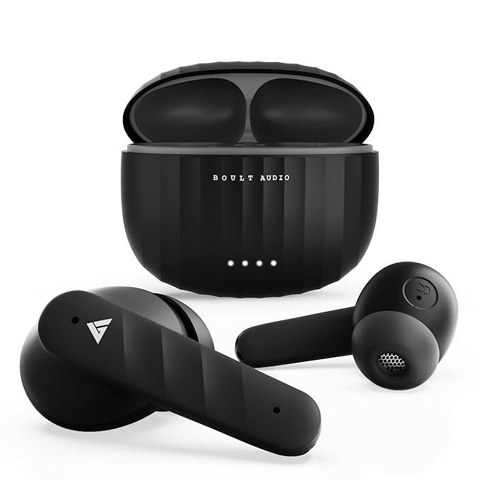 Boult Audio X45 Truly Wireless in Ear Earbuds with 40H Playtime, 45ms Low Latency Gaming, 4 Clear Calling ENC Mic, 13mm Drivers, Type C Fast Charging, Bluetooth 5.3 Ear Buds TWS, IPX5 Earpods (Black)