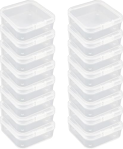 LJY 16 contenedores cuadrados de plástico transparente con tapas para objetos pequeños y otros proyectos de manualidades (3.3 x 3.3 x 1.1 pulgadas,