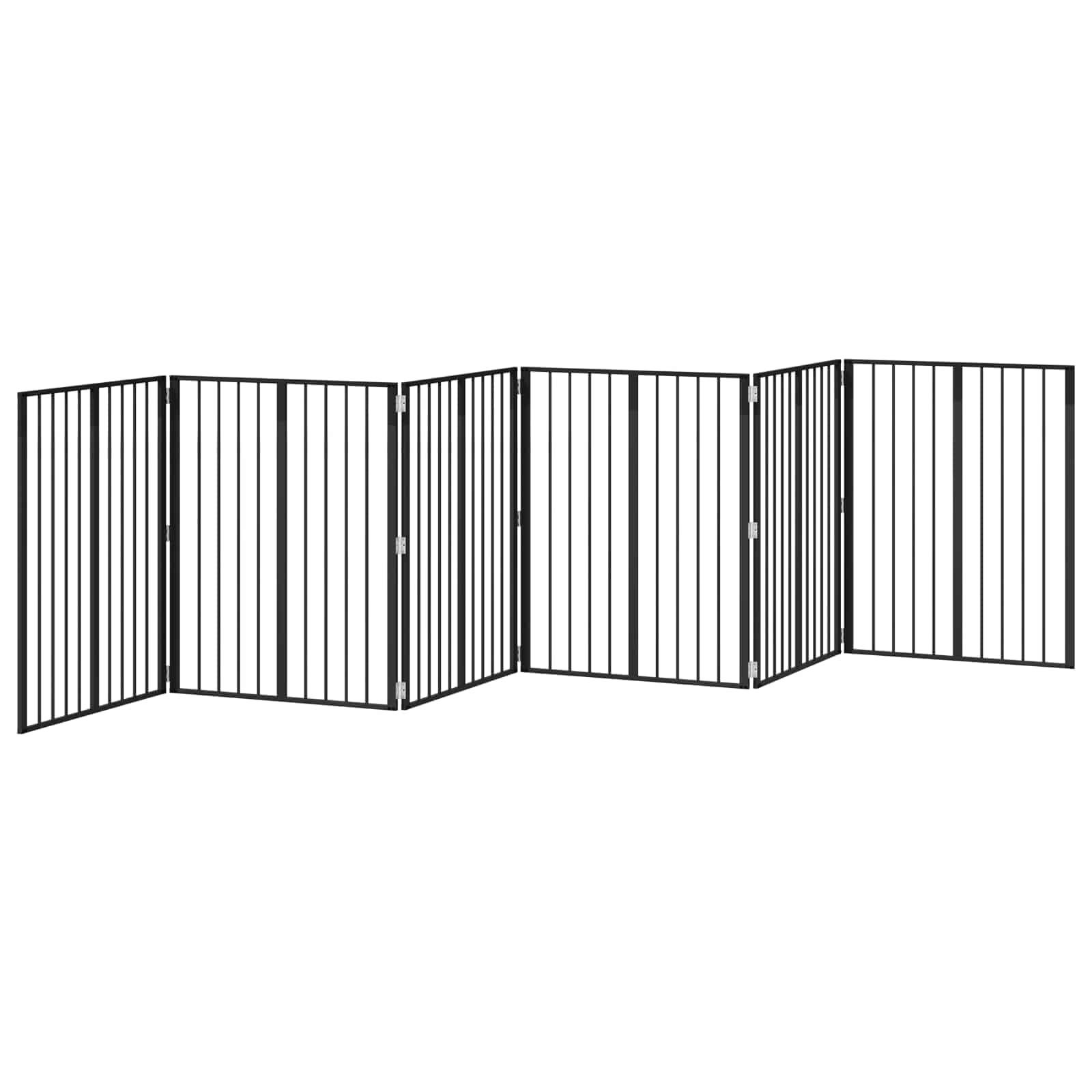 Puerta para perros de acero galvanizado, color negro, 6 unidades, 80 x 100 cm, plegable y plegable para cachorro y perro, con valla segura para protección y barrera en casa, jardín
